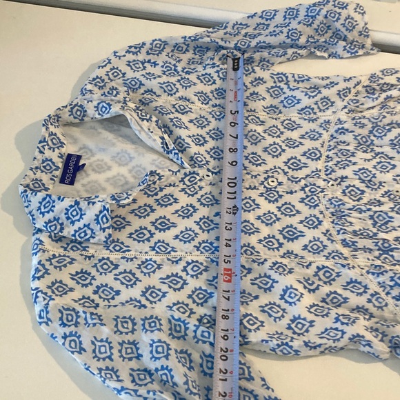 Ro’s Garden Deauville Dress Blue White Block Print oversize shirt dress small - Picture 10 of 14